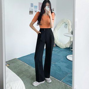 chuu Anna Two Buttons Wide Pants
